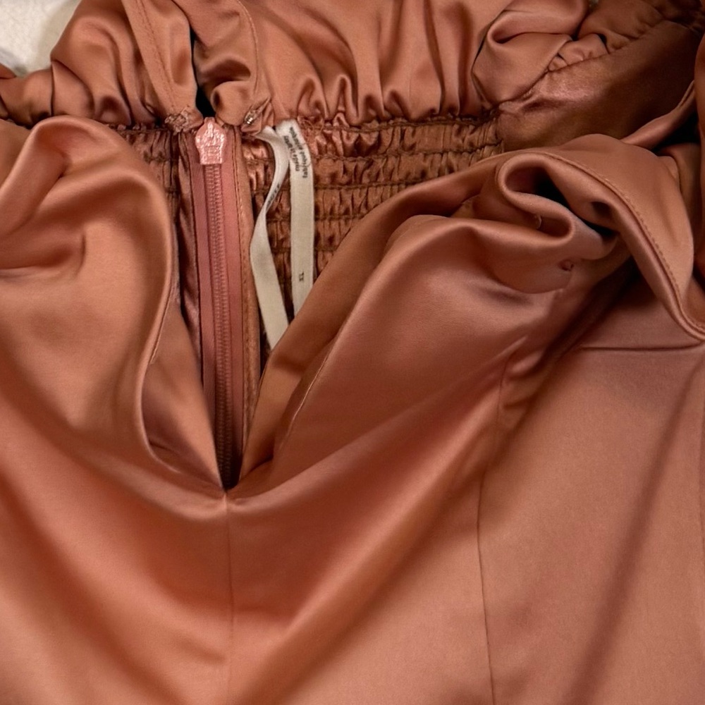Anthropologie Ruffled Off-The-Shoulder satin midi dress women’s Sz XL - Picture 7 of 12